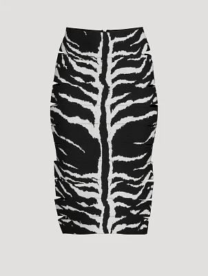 Animal Jacquard Cut-Out Pencil Skirt