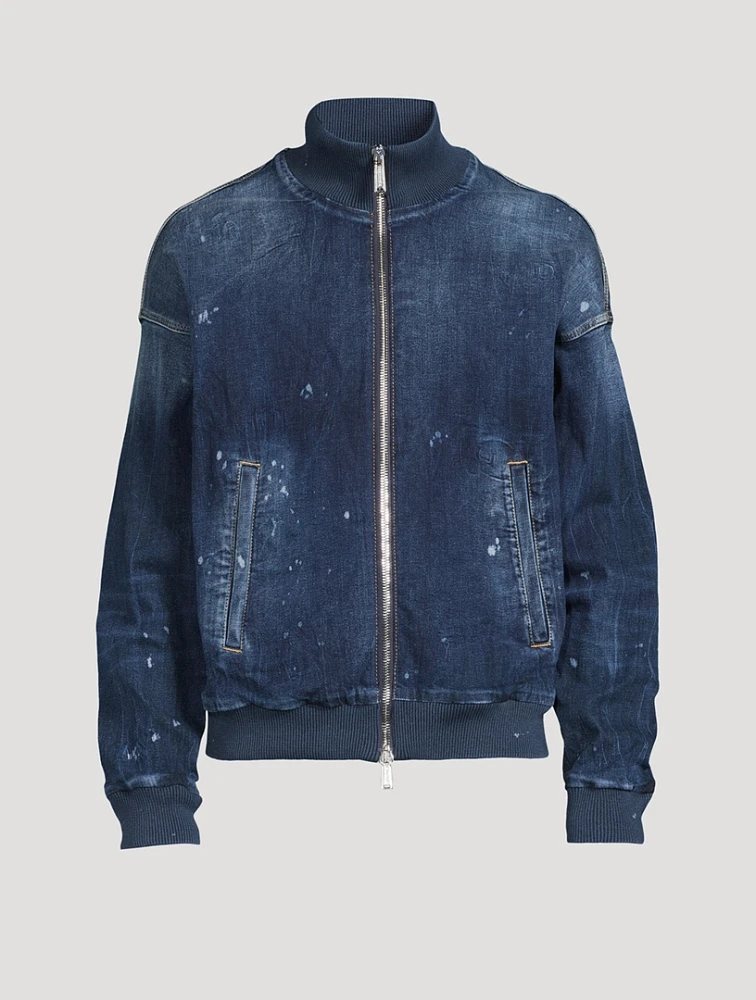 Denim Zip Bomber Jacket
