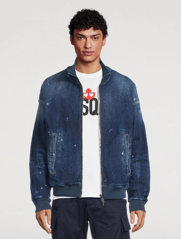 Denim Zip Bomber Jacket
