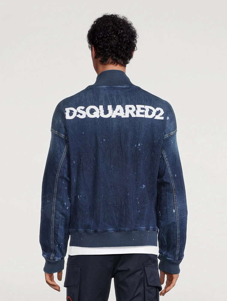 Denim Zip Bomber Jacket