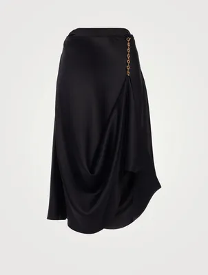 Chain-Trimmed Silk Skirt