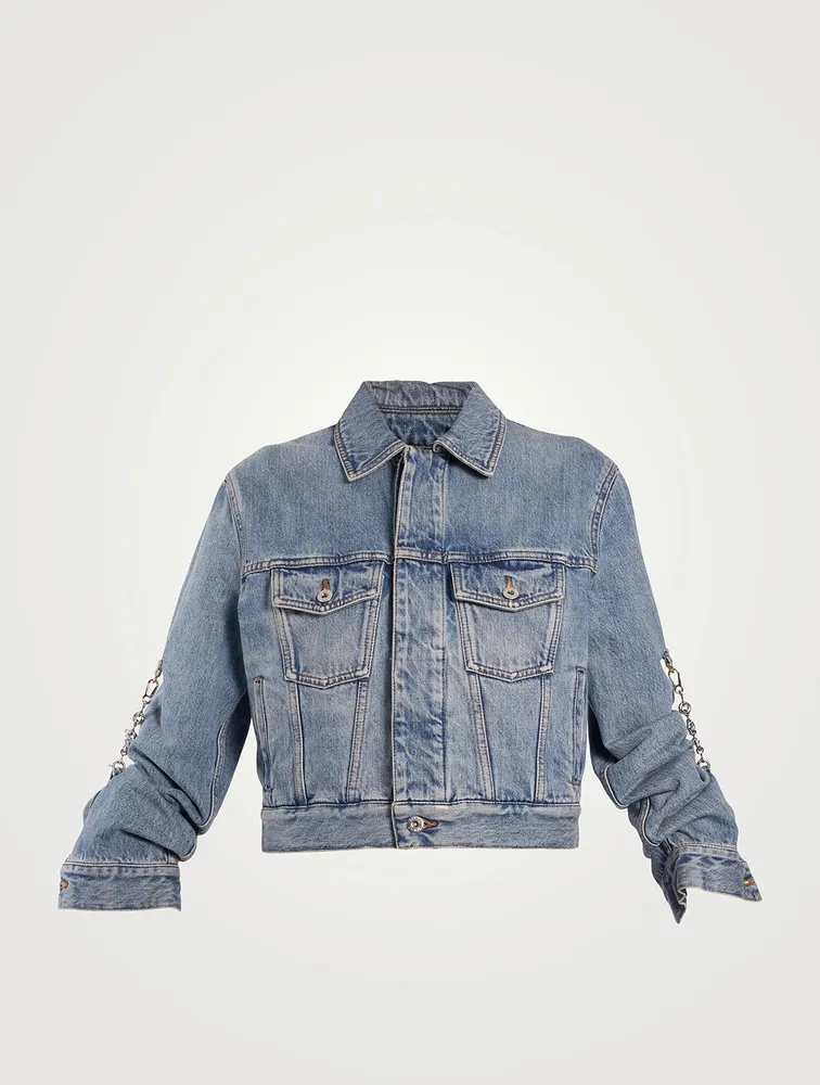 Chain-Trimmed Denim Jacket
