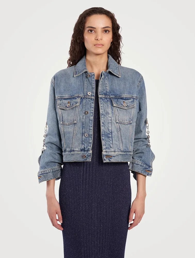 Chain-Trimmed Denim Jacket