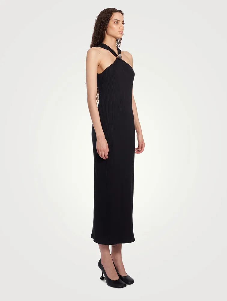 Rib-Knit Halter Dress