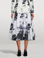 Pleated Midi Skirt Chiaroscuro Print