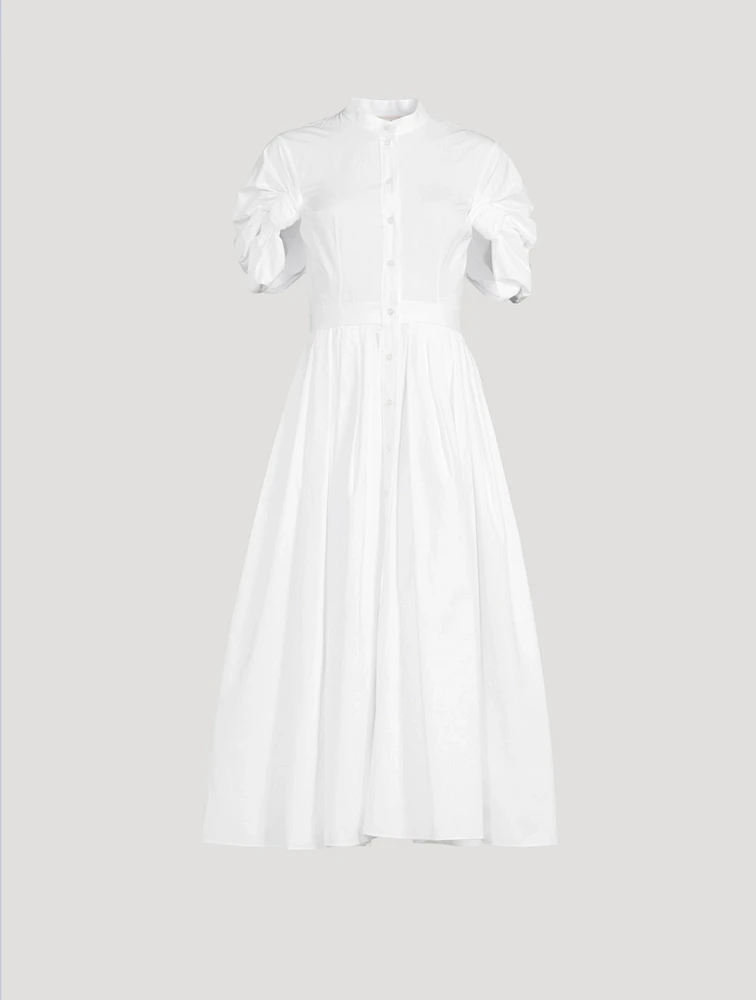 Knot-Sleeve Poplin Shirt Dress