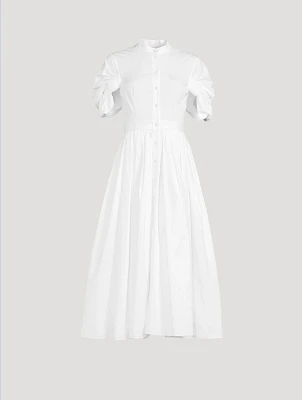 Knot-Sleeve Poplin Shirt Dress