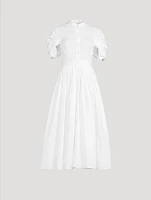 Knot-Sleeve Poplin Shirt Dress