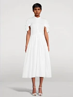 Knot-Sleeve Poplin Shirt Dress