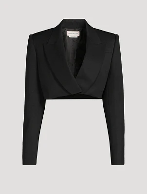 Cropped Wool Tuxedo Jacket