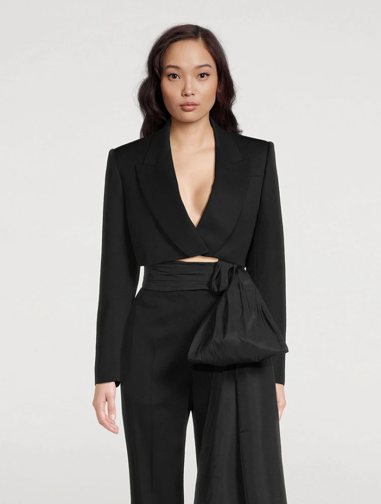 Cropped Wool Tuxedo Jacket