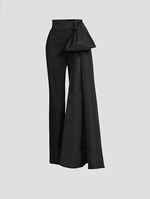 Wide-Leg Wool Bow Trousers