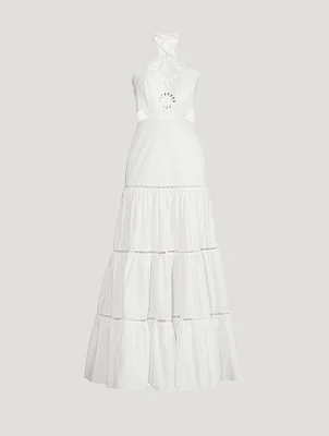 Lasercut Cotton Maxi Dress