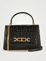 Medium Whitney Croc-Embossed Leather Top Handle Bag