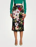 Silk Charmeuse Midi Skirt In Floral Print