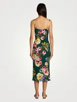 Silk Charmeuse Midi Dress In Floral Print