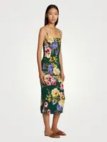 Silk Charmeuse Midi Dress In Floral Print