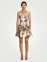 Cotton-Blend Mini Dress In Floral Print