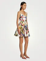 Cotton-Blend Mini Dress In Floral Print