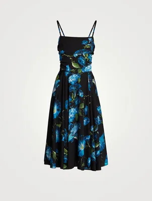 Silk Charmeuse Midi Dress Floral Print