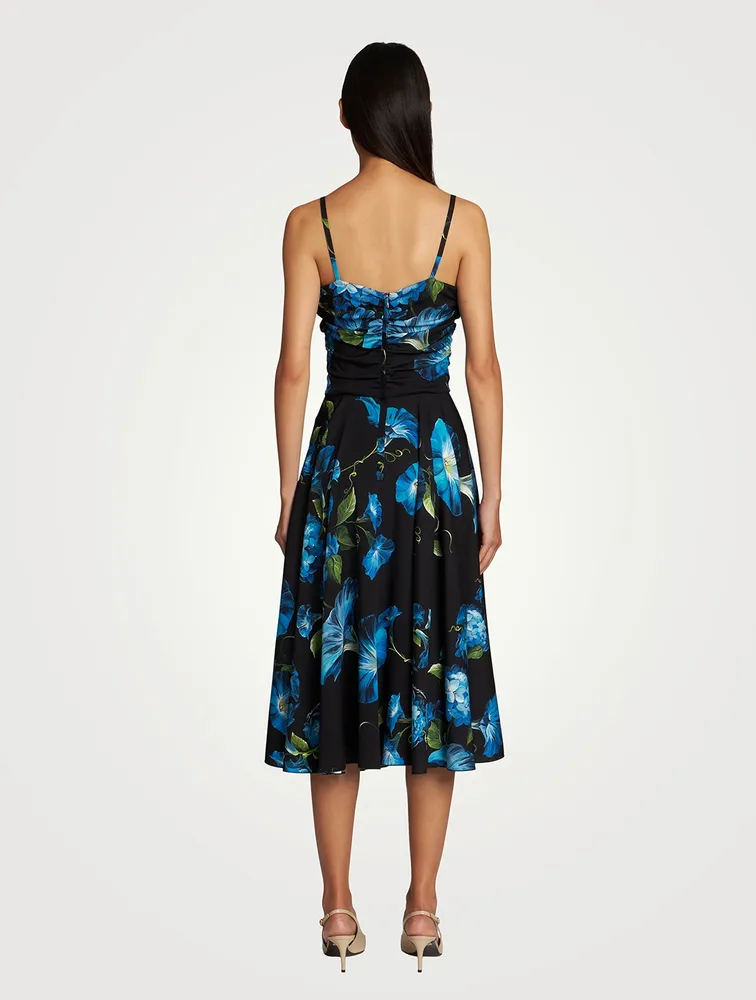 Silk Charmeuse Midi Dress In Floral Print