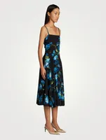 Silk Charmeuse Midi Dress In Floral Print
