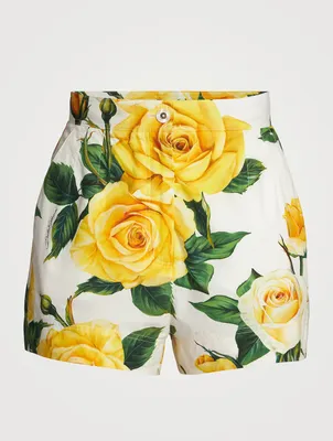 Cotton Poplin Shorts In Floral Print