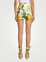 Cotton Poplin Shorts In Floral Print