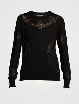 Wool-Blend Lace Sweater