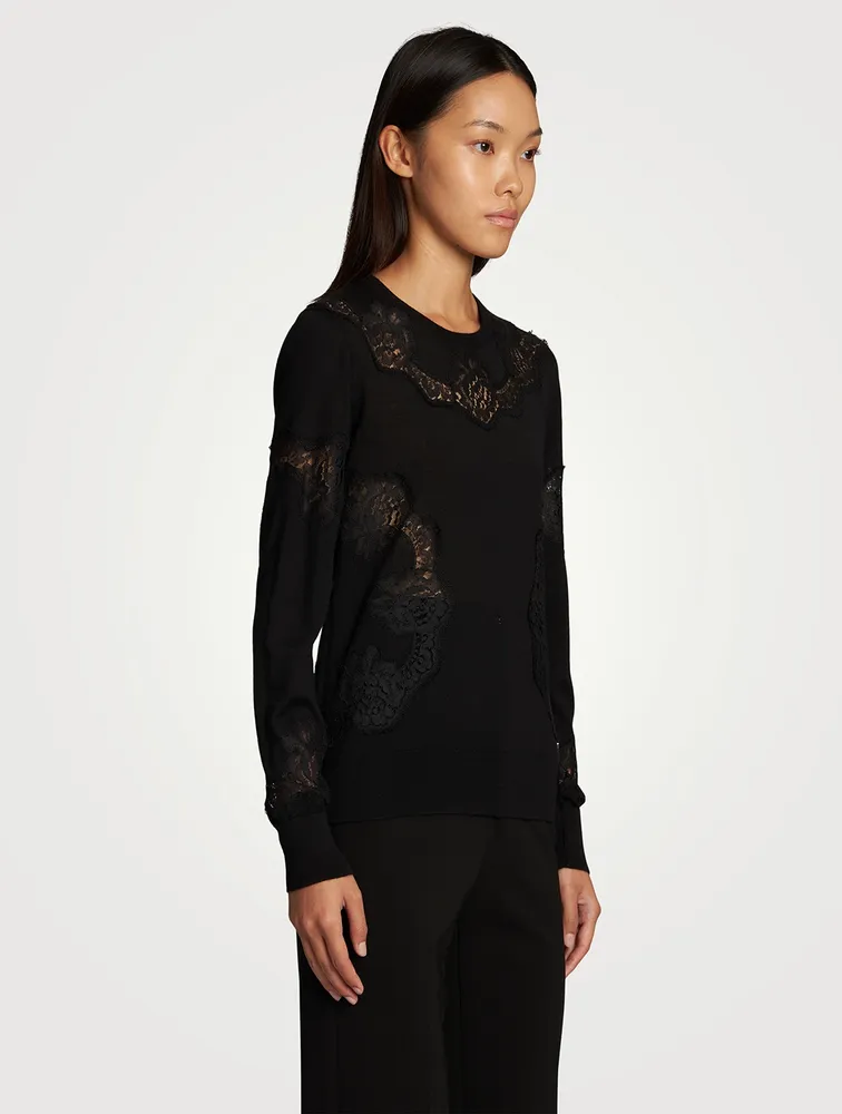 Wool-Blend Lace Sweater