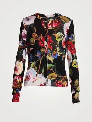 Silk Cardigan In Floral Print