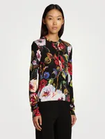 Silk Cardigan In Floral Print