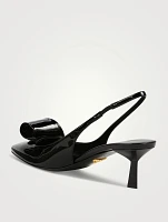 Bow-Trimmed Patent Leather Slingback Pumps