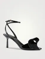 Bow-Trimmed Patent Leather Sandals