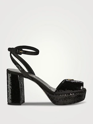 Sequin Satin Platform Sandals