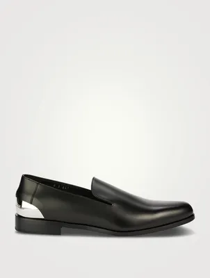 Leather Loafers With Metal Trim