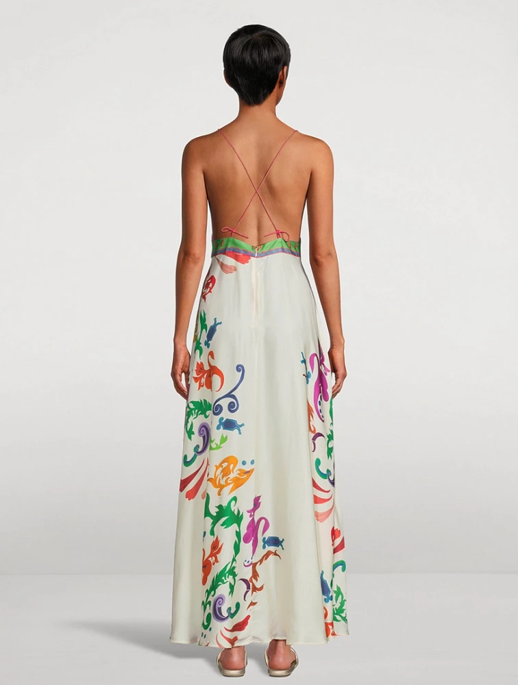 Star Maxi Dress Lotus Print