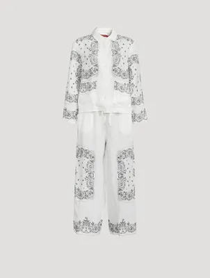 Linen Bandana Placement Pocket Pajama Set