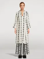 Linen Caftan Lounge Set Palm Stripe