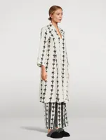Linen Caftan Lounge Set Palm Stripe