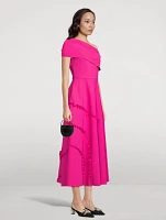 Riku Asymmetric Ruffled Midi Dress