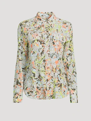 Signature Silk Slim Shirt Floral Print