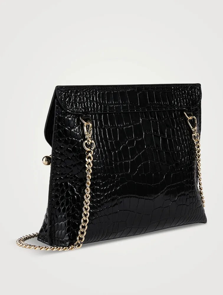 Stylist Croc-Embossed Leather Crossbody Bag