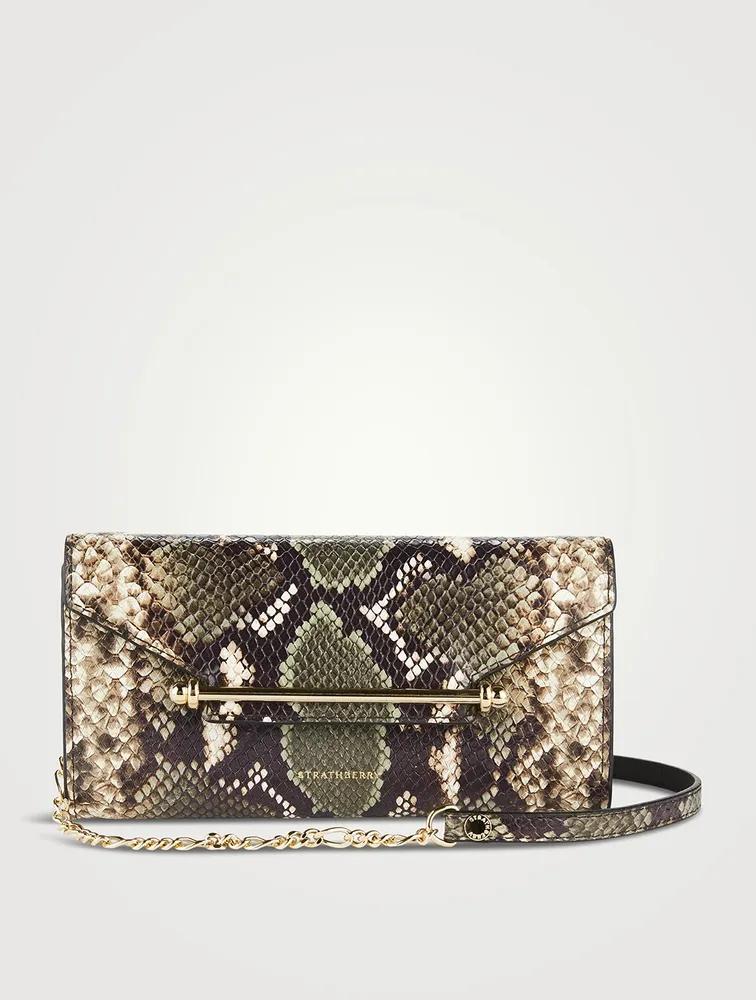 Multrees Snakeskin-Embossed Leather Chain Wallet