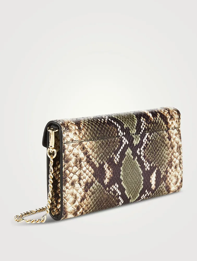 Multrees Snakeskin-Embossed Leather Chain Wallet