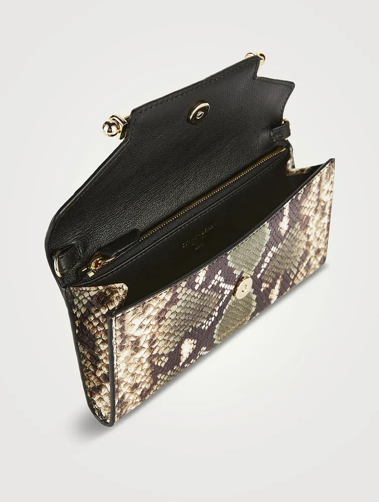 Multrees Snakeskin-Embossed Leather Chain Wallet