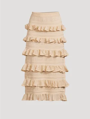 Matchmaker Ruffled Lurex Midi Skirt