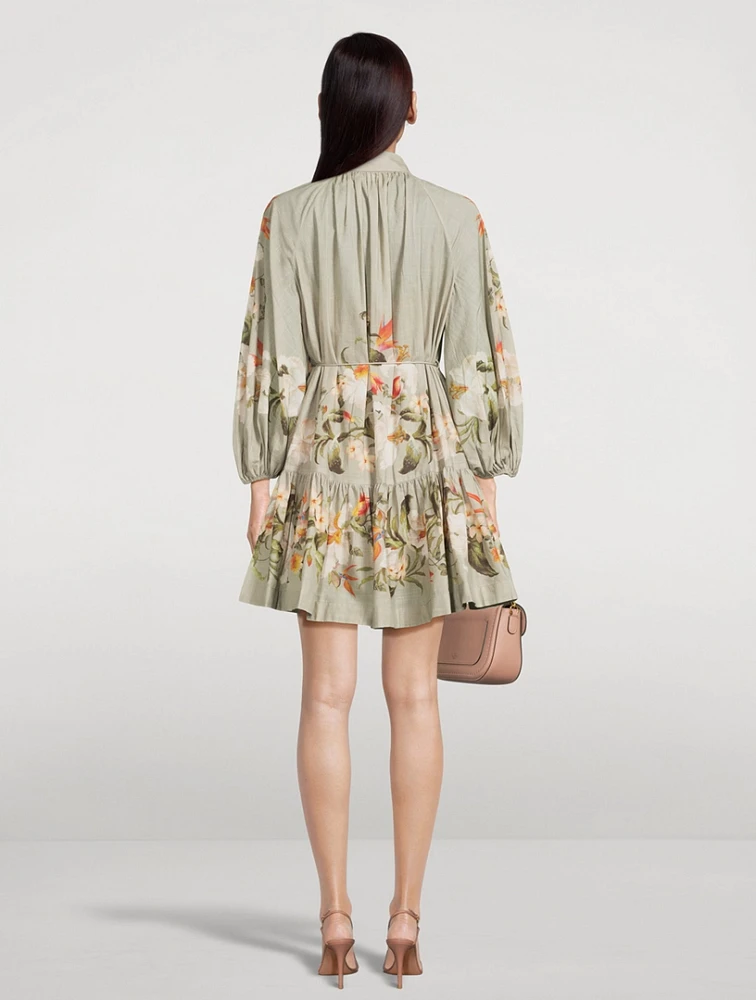 Lexi Puff-Sleeve Mini Dress Floral Print