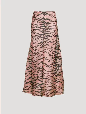 Matchmaker Bias Silk Skirt Tiger Stripe Print