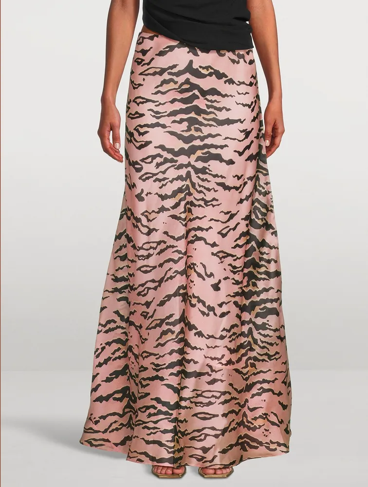 Matchmaker Bias Silk Skirt Tiger Stripe Print